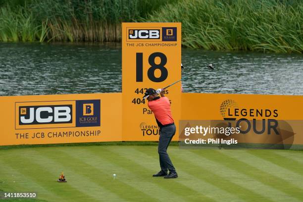 Jeev Milkha Singh of India in action during Day Two of The JCB Championship at JCB Golf & Country Club on July 30, 2022 in Uttoxeter, England.