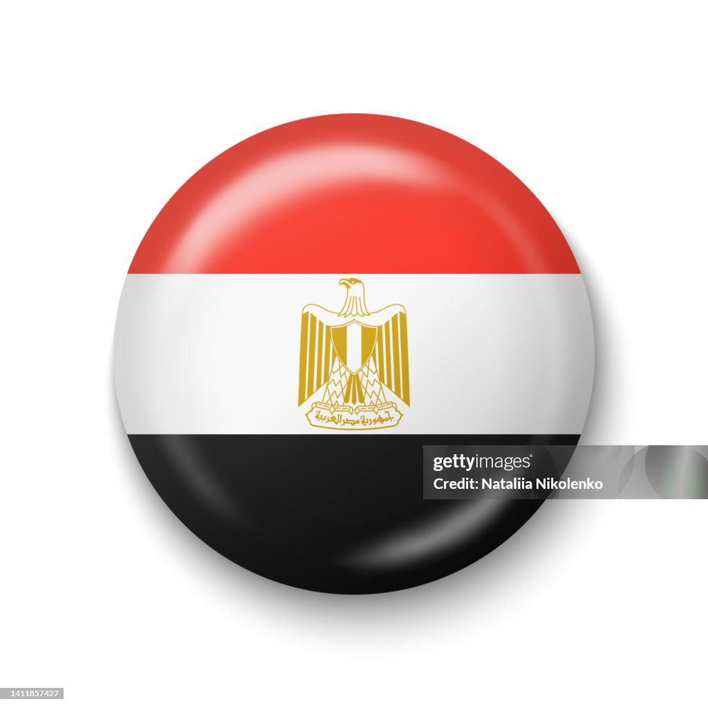 Egypt Flag - Round Glossy Icon.