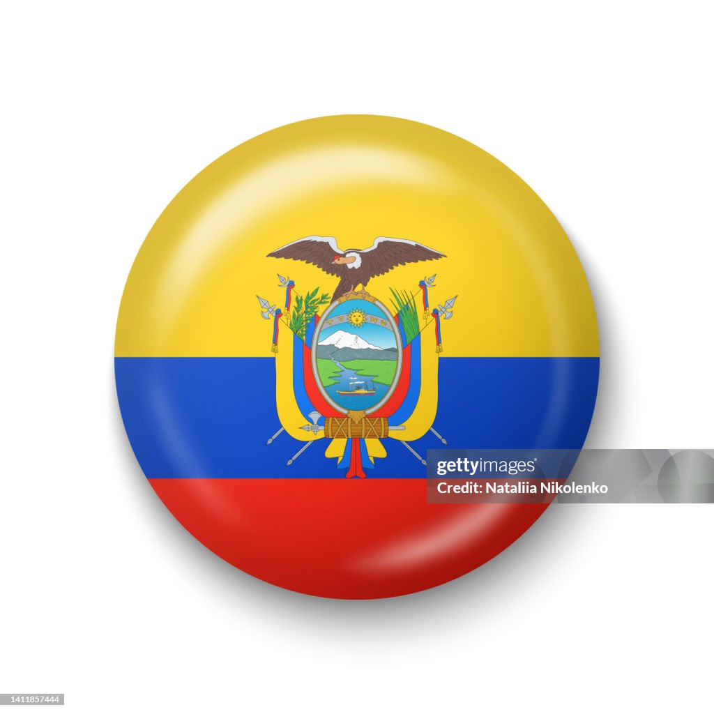 Ecuador Flag - Round Glossy Icon.
