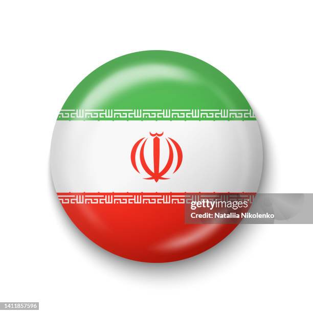 iran flag - round glossy icon. - tehran stock illustrations