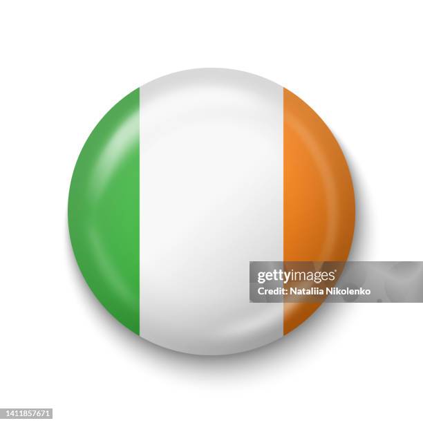 ireland flag - round glossy icon. - dublin stock illustrations