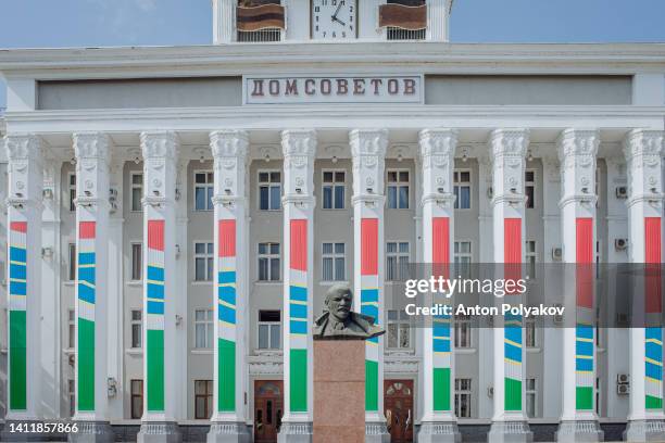 Bust of Lenin in front of the House of Soviets building on July 30, 2022 in Tiraspol, Moldova. Transnistria is strongly associated with its Soviet...