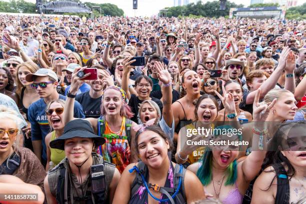 General view of the crowd on day 2 of Lollapalooza at Grant Park on July 29, 2022 in Chicago, Illinois.