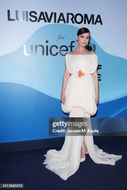 Sofia Carson attends the photocall at the LuisaViaRoma for Unicef event at La Certosa di San Giacomo on July 30th in Capri, Italy.