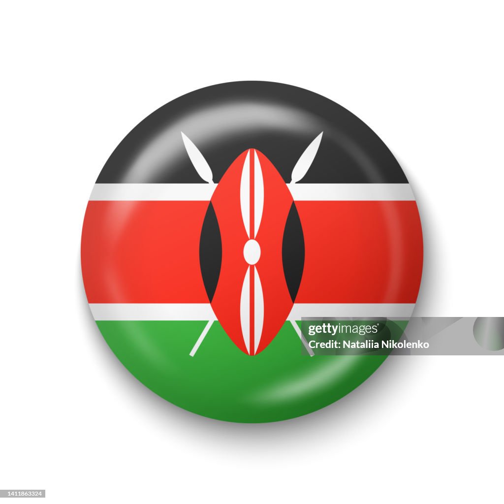 Kenya Flag - Round Glossy Icon.