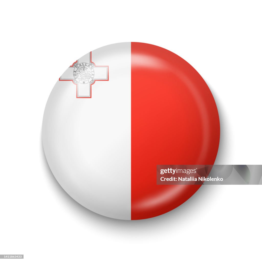 Malta Flag - Round Glossy Icon.