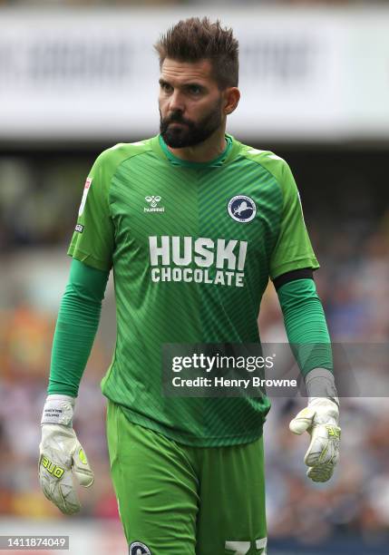 Bartosz Bialkowski of Millwall during the Sky Bet Championship match between Millwall and Stoke City at The Den on July 30, 2022 in London, United...