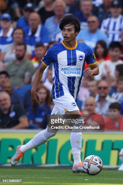 Kaoru Mitoma of Brighton during the pre-season friendly match between Brighton & Hove Albion and RCD Espanyol at The Amex Stadium on July 30, 2022 in...