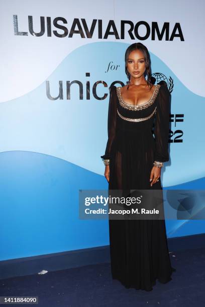 Jasmine Tookes attends the photocall at the LuisaViaRoma for Unicef event at La Certosa di San Giacomo on July 30th in Capri, Italy.