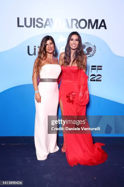 Valentina Manzo and Elisabetta Gregoraci attend the photocall at the LuisaViaRoma for Unicef event at La Certosa di San Giacomo on July 30th in...