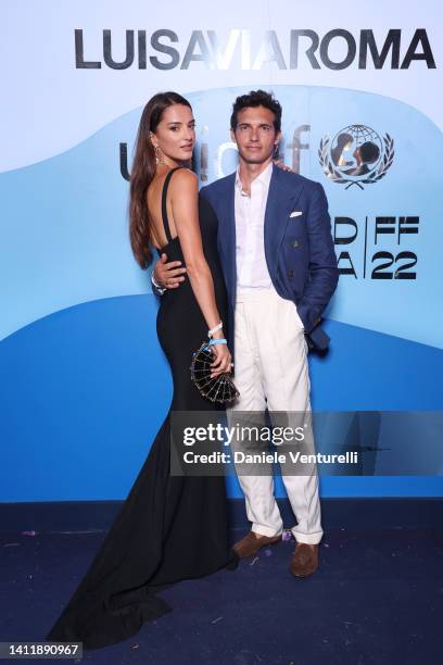 Gabrielle Caunesil and Riccardo Pozzoli attend the photocall at the LuisaViaRoma for Unicef event at La Certosa di San Giacomo on July 30th in Capri,...