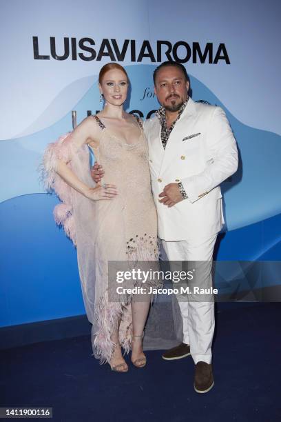 Barbara Meier and Klemens Hallmann attend the photocall at the LuisaViaRoma for Unicef event at La Certosa di San Giacomo on July 30th in Capri,...