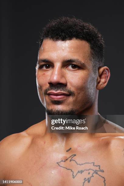 Drakkar Klose poses for a post fight portrait backstage during the UFC 277 event at American Airlines Center on July 30, 2022 in Dallas, Texas.