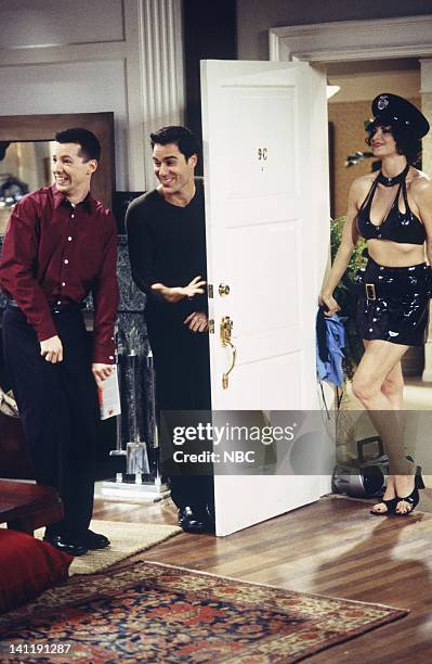 An Affair to Forget" Episode 19 -- Air Date -- Pictured: Sean Hayes as Jack McFarland, Eric McCormack as Will Truman, Gretchen German as Carla / Carl...