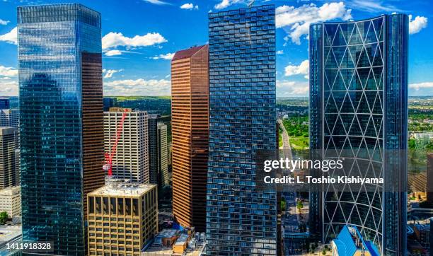 downtown calgary in alberta, canada - calgary skyline stock pictures, royalty-free photos & images