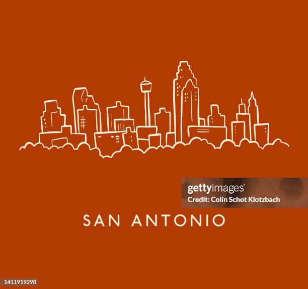 skizze der skyline von san antonio - san antonio stock-grafiken, -clipart, -cartoons und -symbole