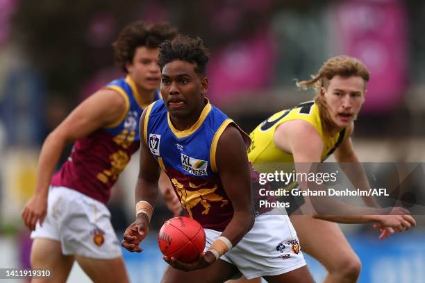 Blake Coleman of Brisbane in action during the round 19 VFL match between Richmond Tigers and Brisbane Lions at The Swinburne Centre on July 31, 2022...