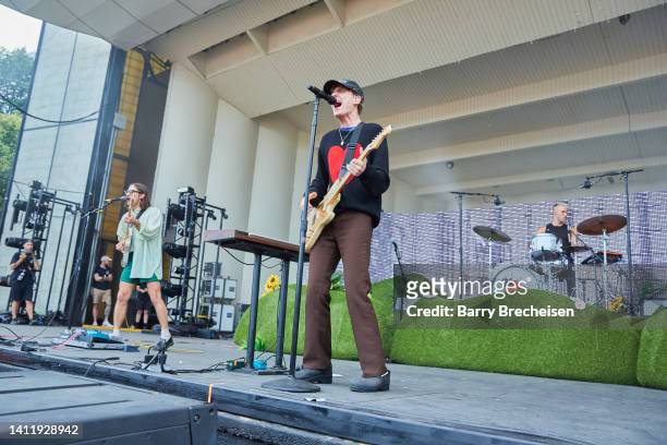 Chase Lawrence, Joe Memmel, and Ryan Winnen of COIN perform at Lollapalooza in Grant Park on July 30, 2022 in Chicago, Illinois.
