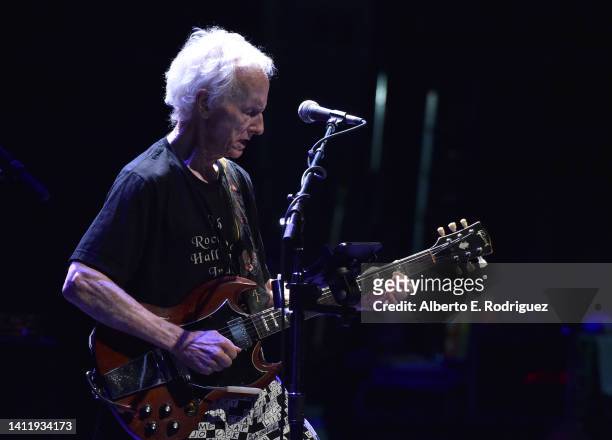 Robby Krieger performs on stage at the Asian Hall Of Fame's Celebrate Asia Festival at Alex Theatre on July 30, 2022 in Glendale, California.