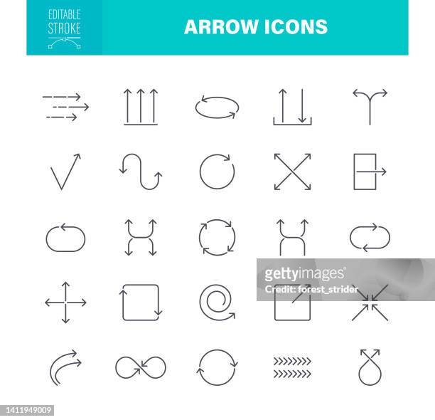 arrows icons editable stroke - traffic arrow sign stock illustrations