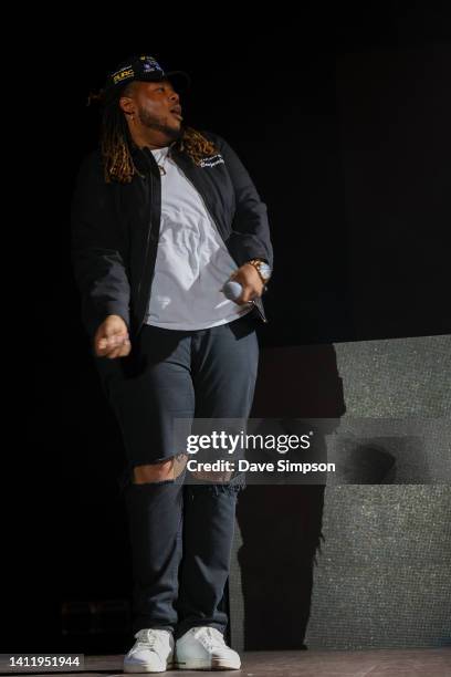 Quiiso of The Homies performs at The Trusts Arena on July 31, 2022 in Auckland, New Zealand.