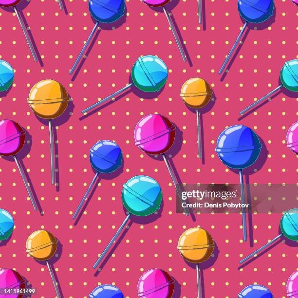 hand-drawn seamless cartoon illustration - lollipops. - lollipop stock illustrations