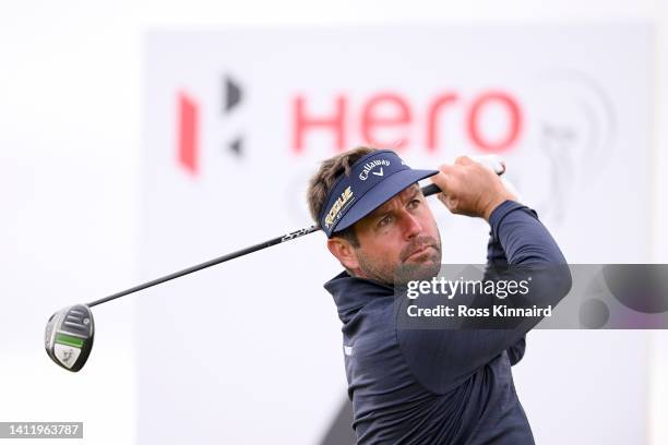 Robert Rock of England plays his tee shot on the 6th hole during Day Four of the Hero Open at Fairmont St Andrews on July 31, 2022 in St Andrews,...