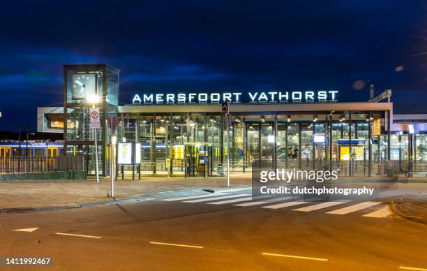 entrance of amersfoort vathorst train station - amersfoort netherlands stock pictures, royalty-free photos & images