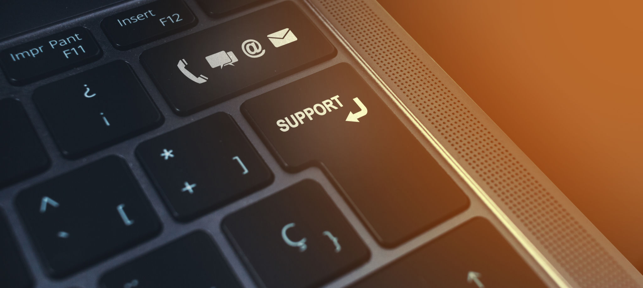 Banner of keyboard with support button and icons. Banner of keyboard with support button and icons.