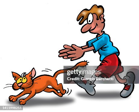 Chasing Chase Child Chasing The Cat High-Res Vector Graphic - Getty Images