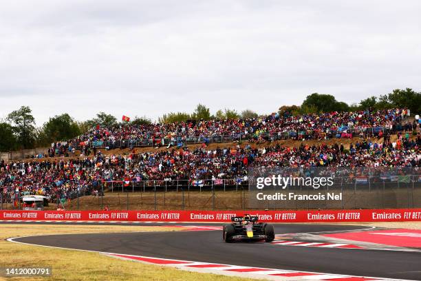 Max Verstappen of the Netherlands driving the Oracle Red Bull Racing RB18 on track during the F1 Grand Prix of Hungary at Hungaroring on July 31,...