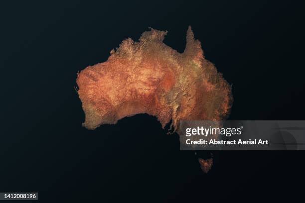 digitally generated image showing a heat map of australia - australia australasia foto e immagini stock