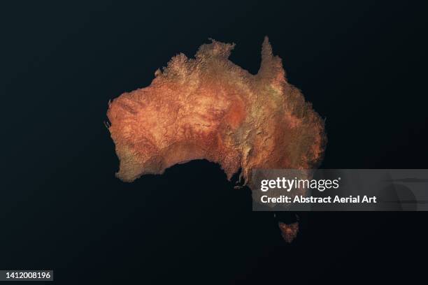 digitally generated image showing a heat map of australia - australian map stockfoto's en -beelden