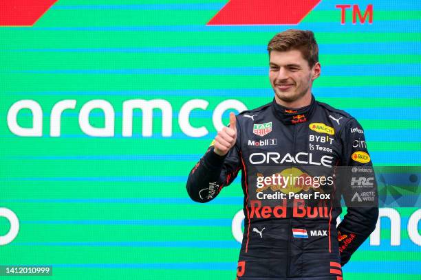 Max Verstappen of Red Bull Racing and The Netherlands during the F1 Grand Prix of Hungary at Hungaroring on July 31, 2022 in Budapest, Hungary.