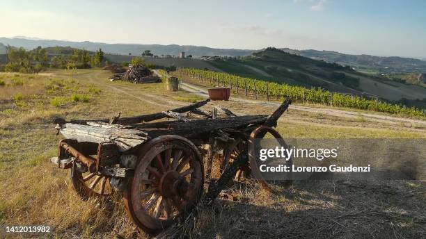 abandoned cart on the hills - antincendio imagens e fotografias de stock