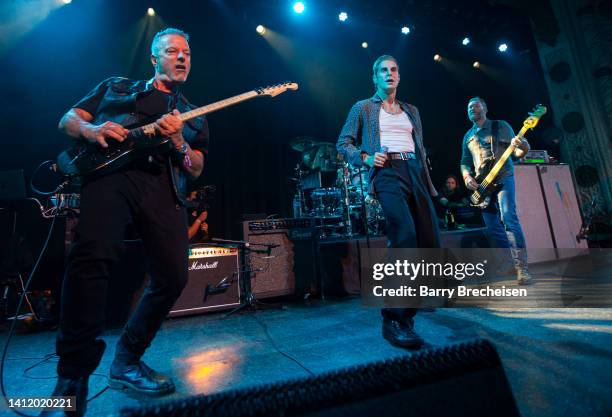 Peter DiStefano, Perry Farrell and Martyn LeNoble of Porno for Pyros perform at the Porno for Pyros Lollapalooza aftershow at The Metro on July 30,...