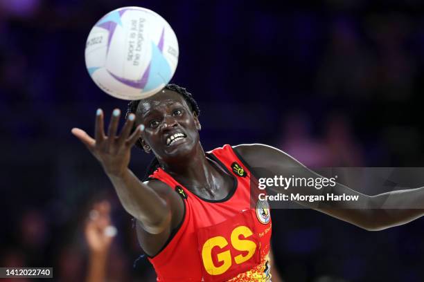 Mary Nuba Cholhok of Uganda in action during Group B match between Uganda and Trinidad and Tobago on day three of the Birmingham 2022 Commonwealth...