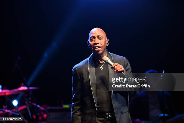 Singer Jeffery Osborne performs onstage at Mable House Barnes Amphitheatre on July 30, 2022 in Mableton, Georgia.