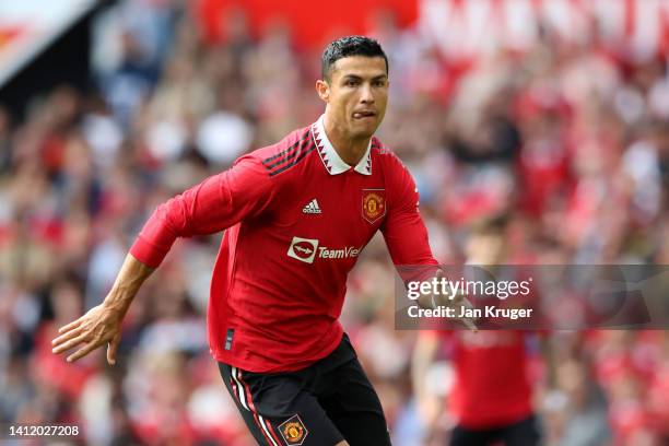 Christiano Ronaldo of Manchester United during the Pre-Season Friendly match between Manchester United and Rayo Vallecano at Old Trafford on July 31,...