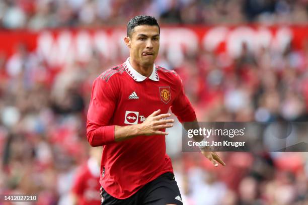 Christiano Ronaldo of Manchester United during the Pre-Season Friendly match between Manchester United and Rayo Vallecano at Old Trafford on July 31,...
