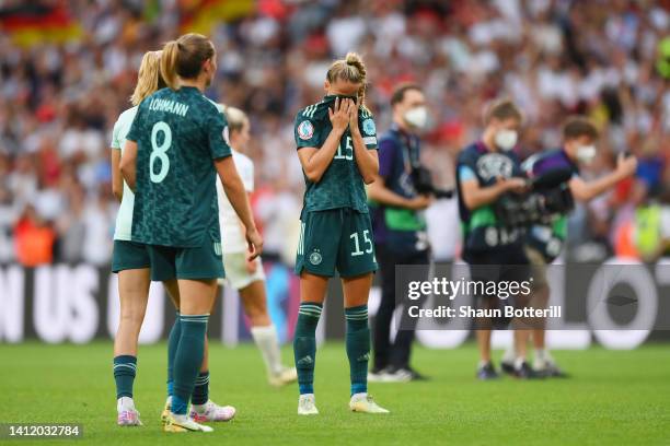 Giulia Gwinn of Germany reacts after the 2-1 loss during the UEFA Women's Euro 2022 final match between England and Germany at Wembley Stadium on...