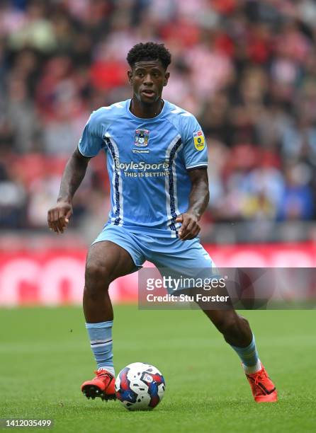Coventry player Jonathan Panz in action during the Sky Bet Championship between Sunderland and Coventry City at Stadium of Light on July 31, 2022 in...