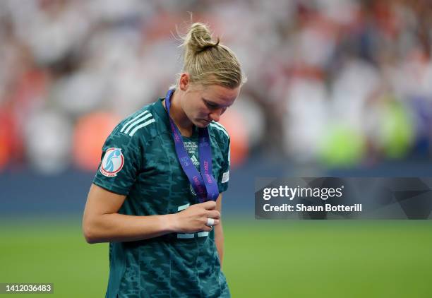 Alexandra Popp of Germany reacts after the 2-1 loss during the UEFA Women's Euro 2022 final match between England and Germany at Wembley Stadium on...