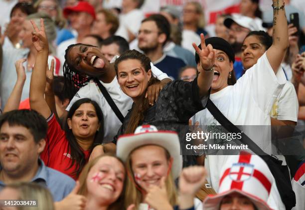 England fans show their support after the 2-1 win during the UEFA Women's Euro 2022 final match between England and Germany at Wembley Stadium on...