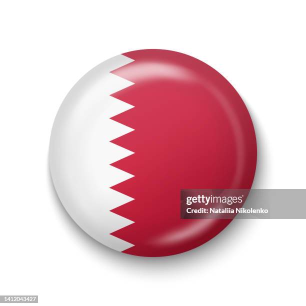 qatar flag - round glossy icon. - shiny ball with shadow stock illustrations