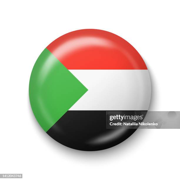 sudan flag - round glossy icon. - shiny ball with shadow stock illustrations