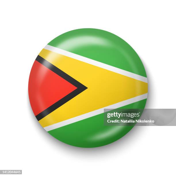 guyana flag - round glossy icon. - georgetown stock illustrations