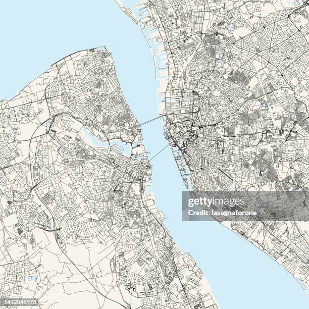 liverpool, england vector map - london street map stock illustrations