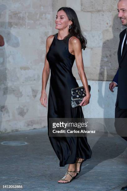 Queen Letizia of Spain attends the 12th Atlantida Mallorca Film Fest 2022 close ceremony at the La Misericordia cultural center on August 31, 2022 in...