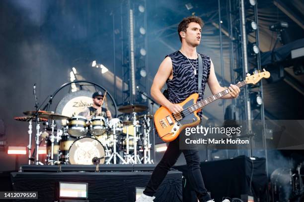 Matt Swan and Mike Kerr of Royal Blood perform at the Osheaga Music and Arts Festival at Parc Jean-Drapeau on July 31, 2022 in Montreal, Quebec.